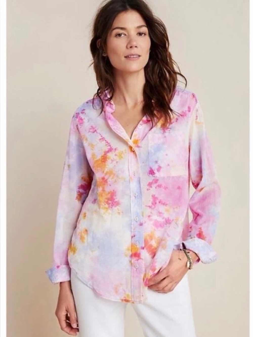 Anthropologie Pilcro The Cate tie-dye button-down shirt